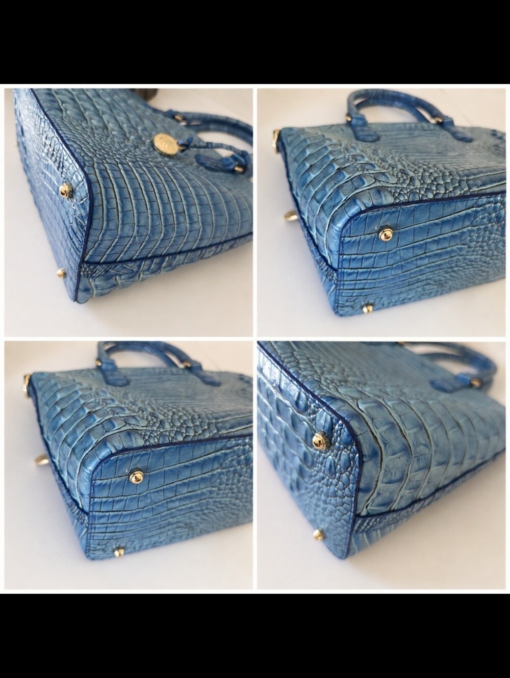 Brahmin Duxbury Electric Blue Ombre Melbourne Satchel Crossbody + Wallet - Picture 14 of 15